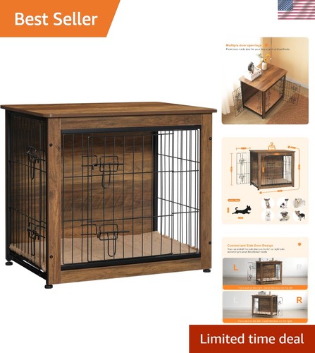 Stylish wooden dog crate with - dog,