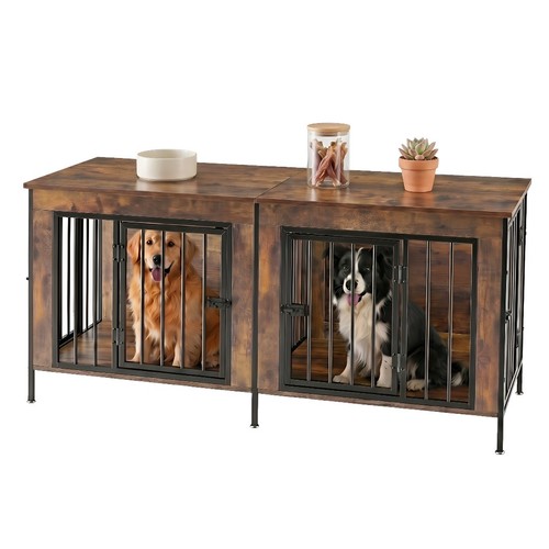 Double dog crate furniture - xl,