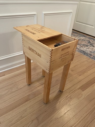 Repurposed wine crate end - crate, side